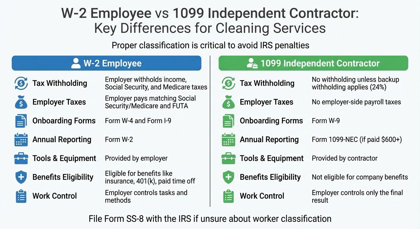 W-2 Employee vs 1099 Independent Contractor Tax Comparison for Cleaning Services