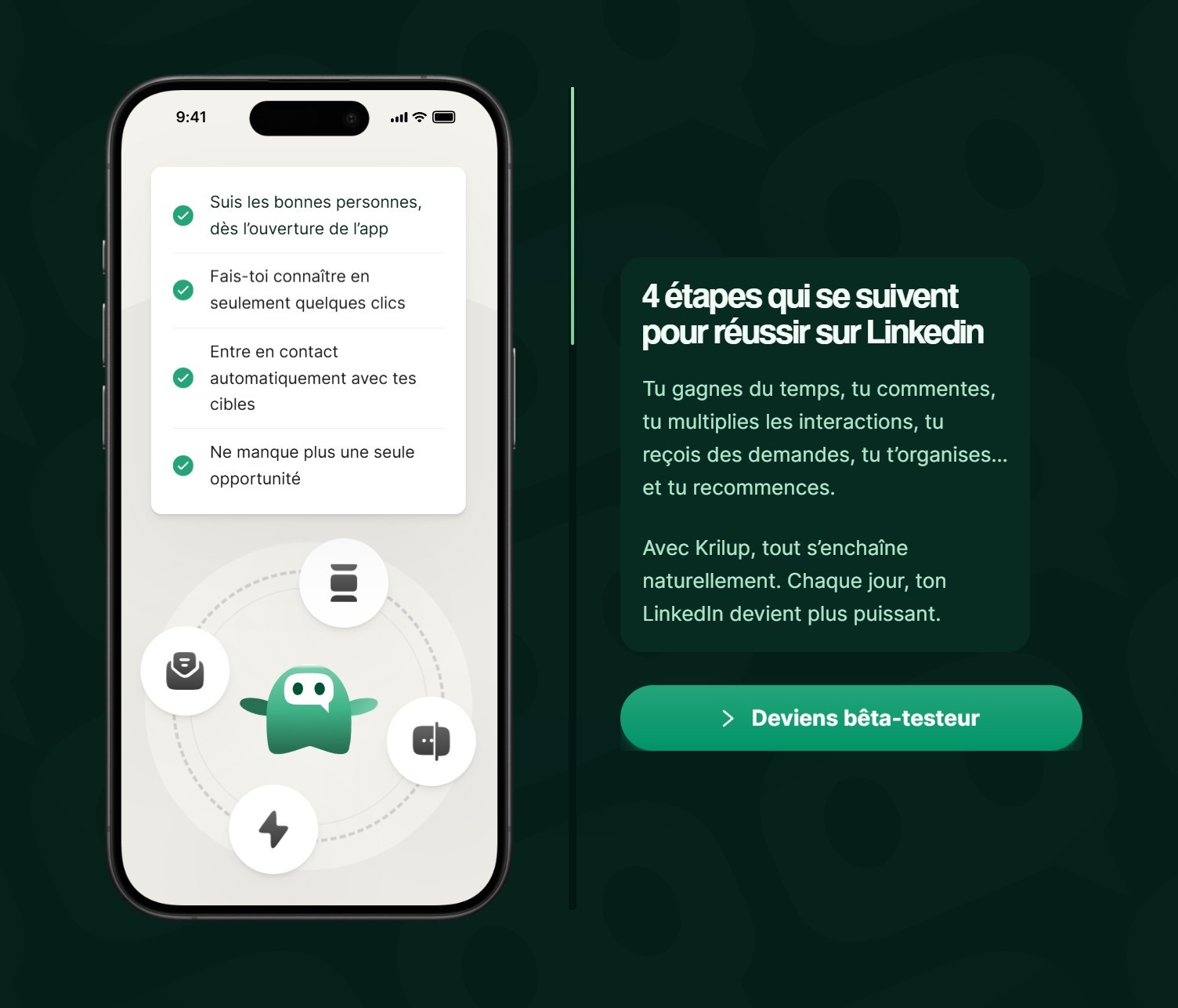 section étapes landing page krilup