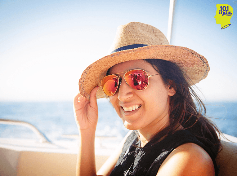 On the boat to our private beach!