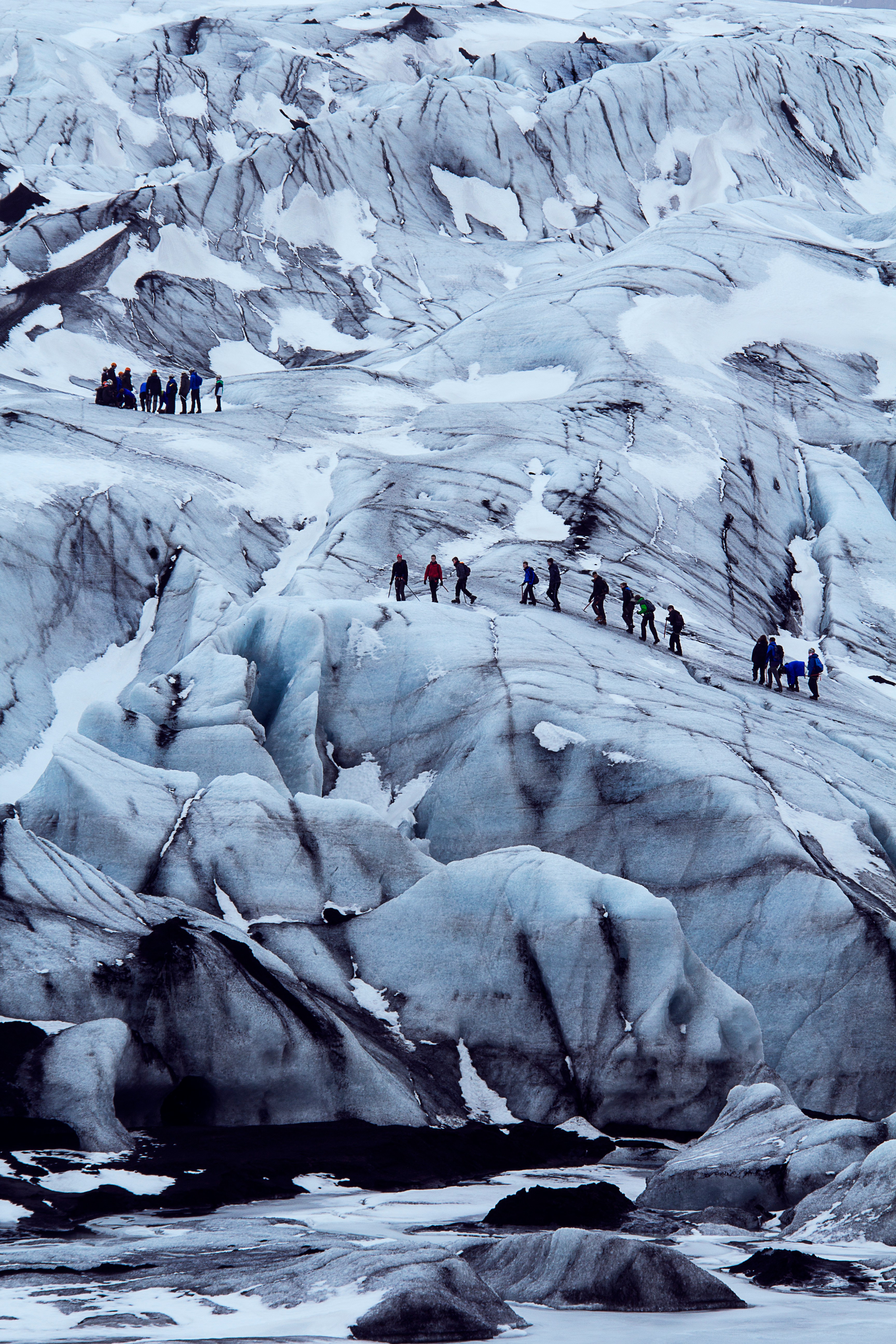 tourists at Langjökull Glacier