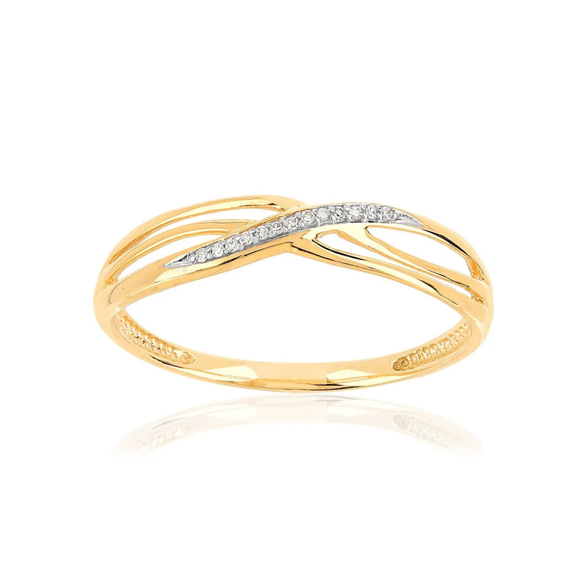 Bague en deux ors 375 sertie de diamants