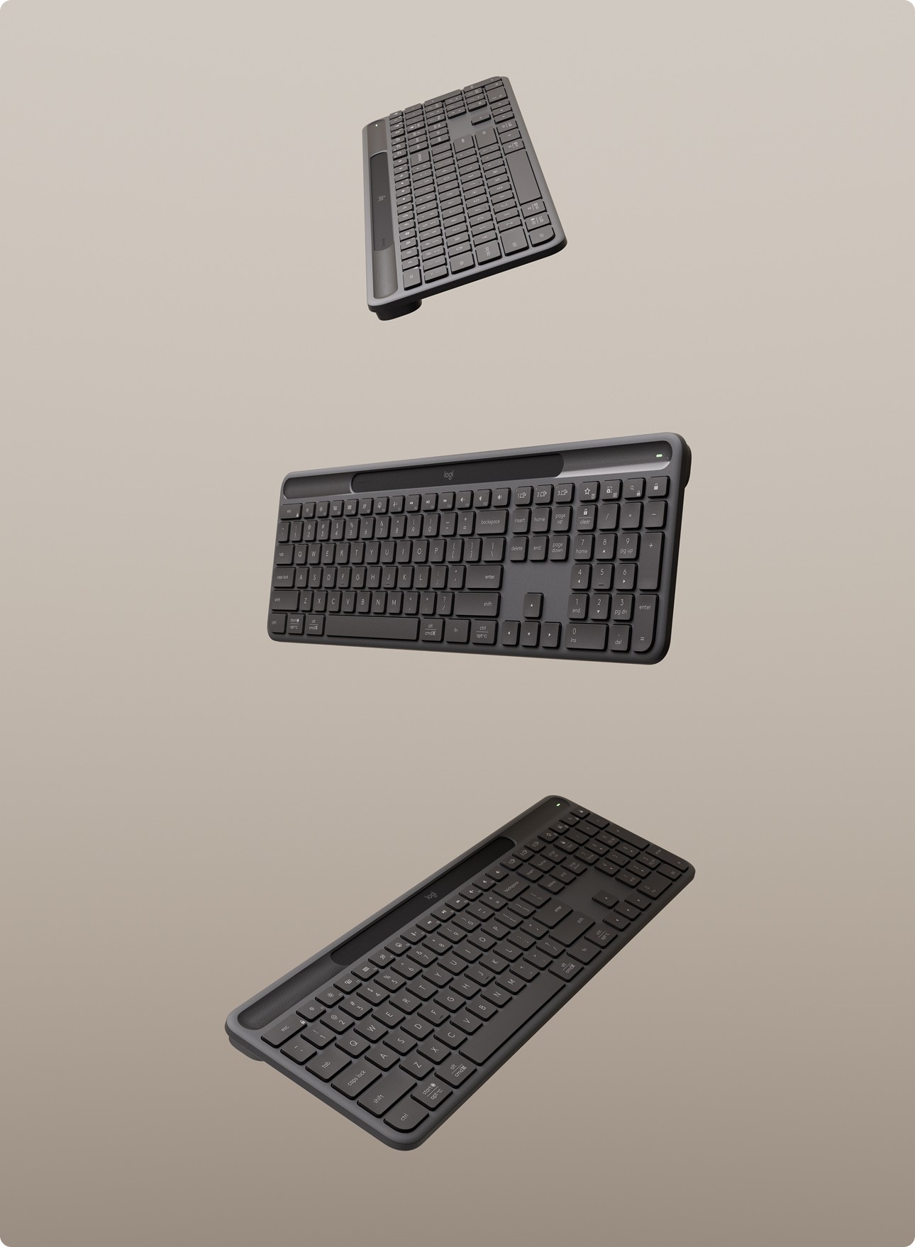 3D render showing the finalized digital twin of the Solar K980 keyboard