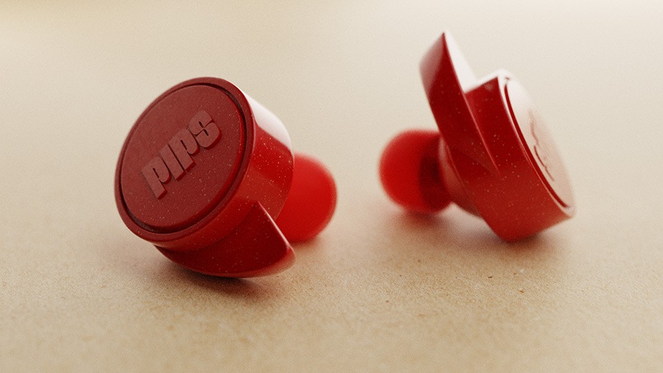 3D rendered pair of earbuds
