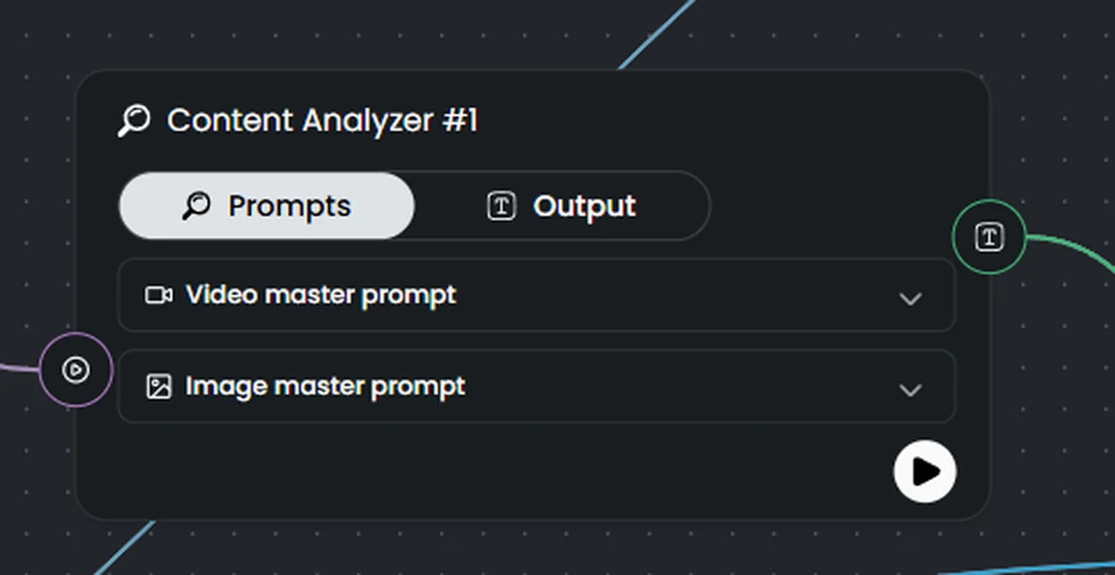 Content Analyzer node in Maxfusion Workflows with pre-baked video and image master prompts