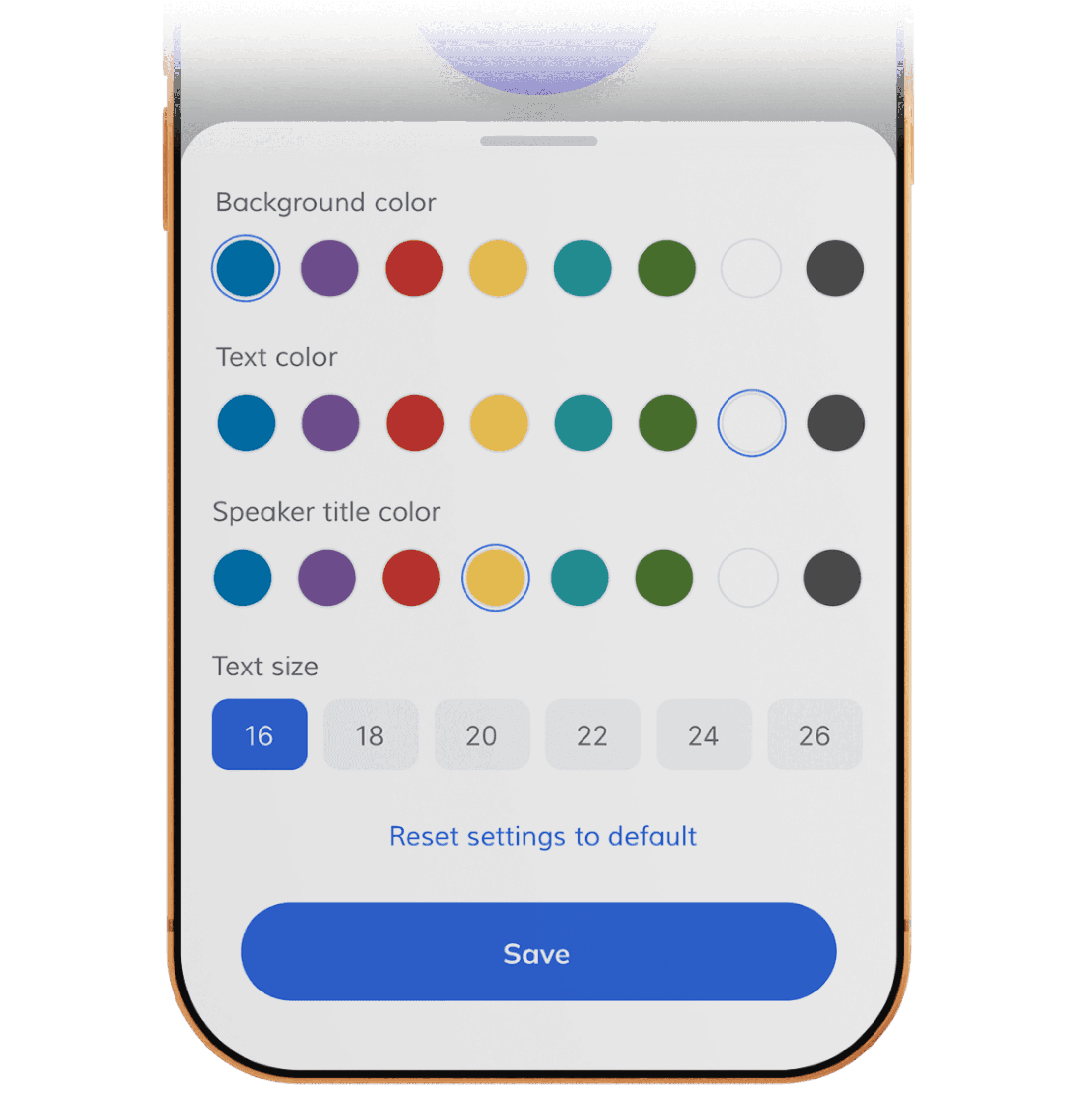 Mobile screen display showing Jamworks customization drawer