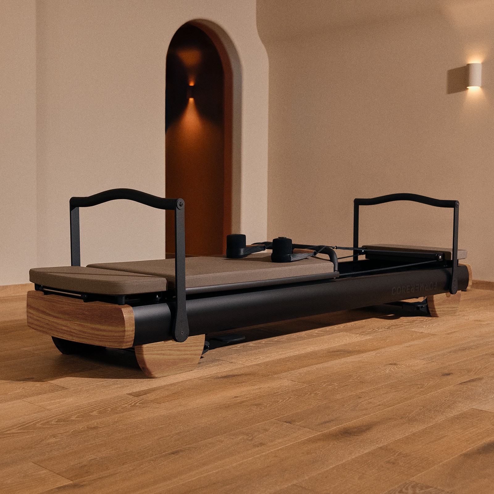 Campervans parked by the ocean with outdoor seating