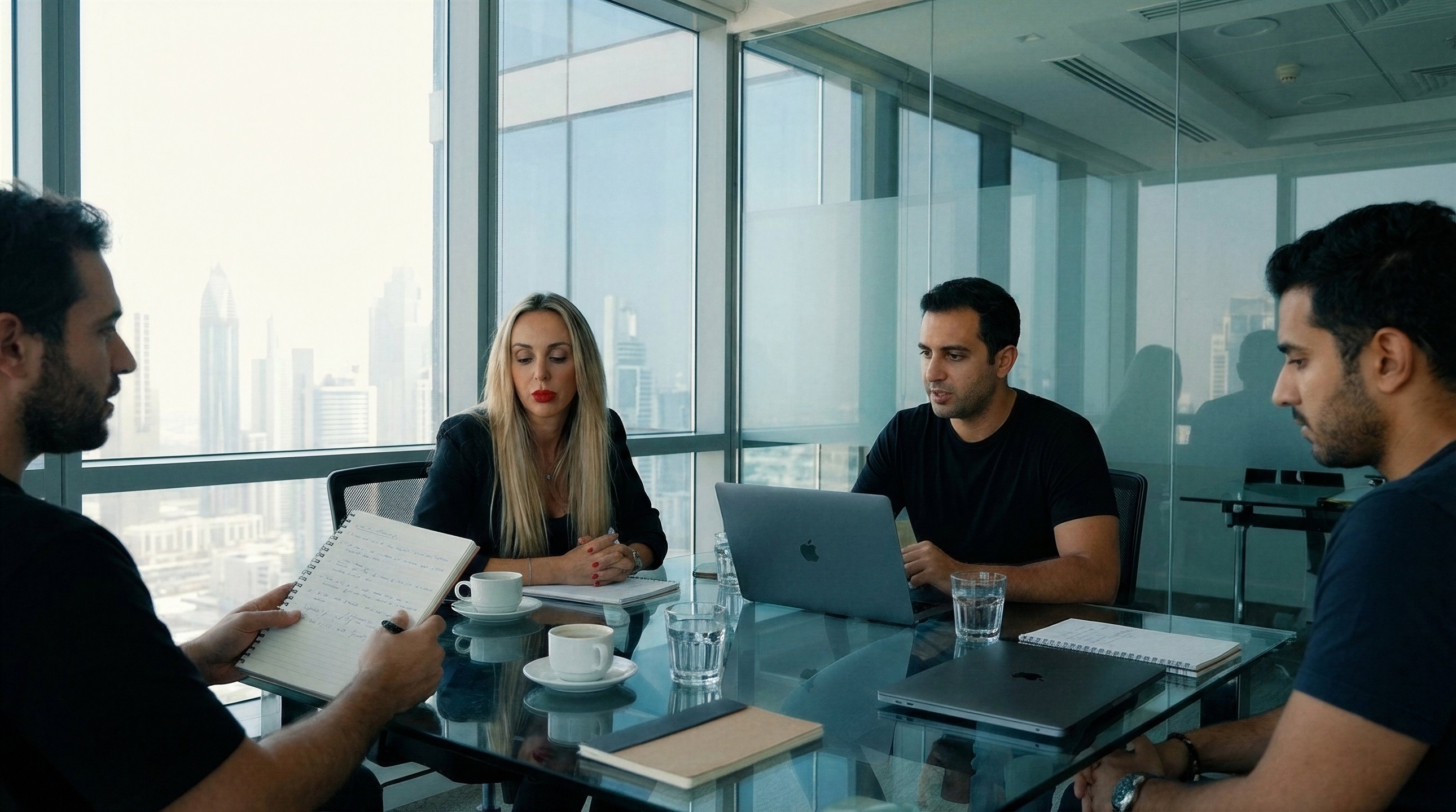 Team members working