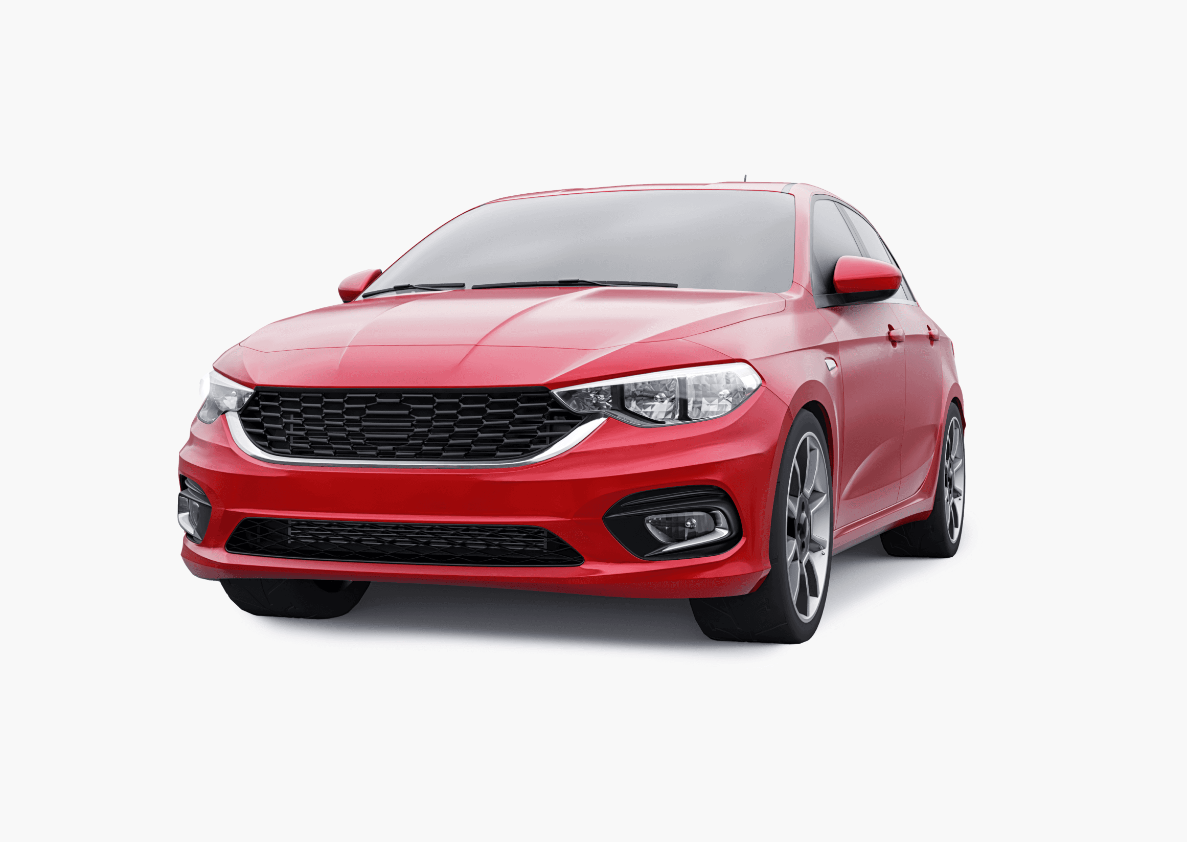 front view of red car