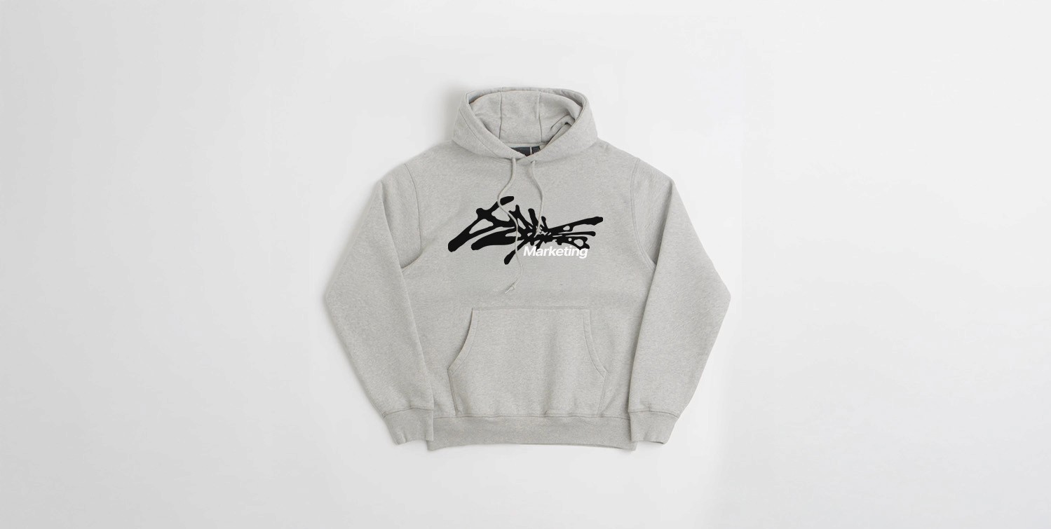 grey boxy hoodie with logo printed