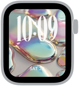 liquid chrome pastels Apple Watch face preview 2 featuring abstract, gradient, and spring.