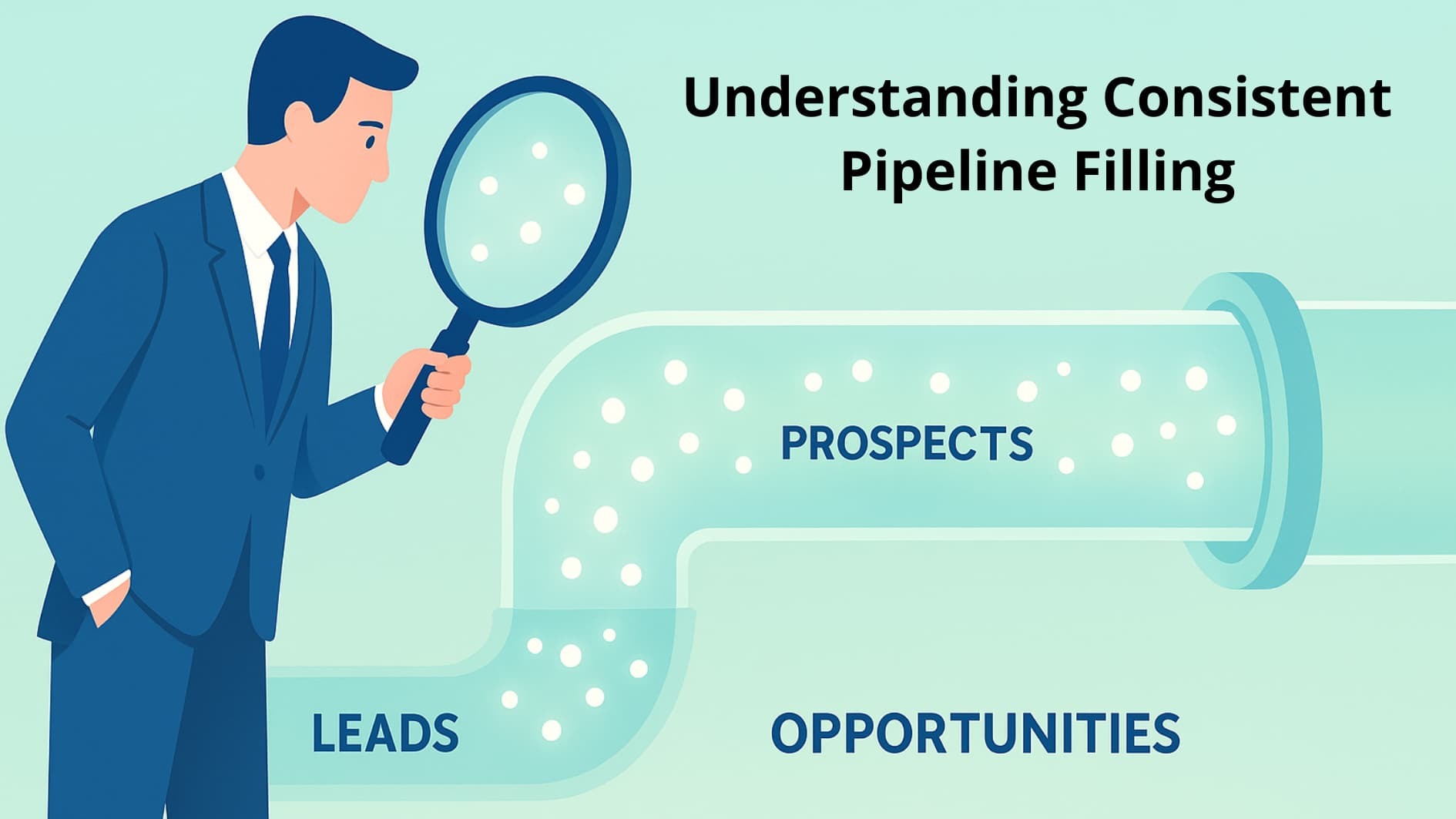 Illustration showing how consistent pipeline filling service keeps leads flowing smoothly through stages.