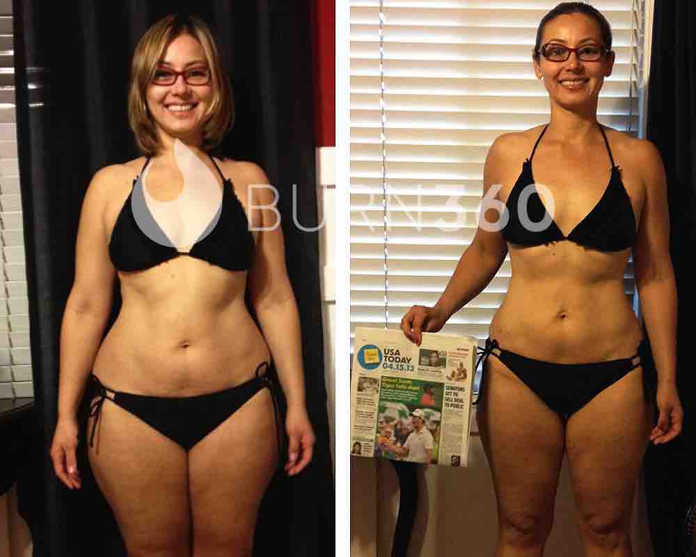 Liz's before and after photos (front)