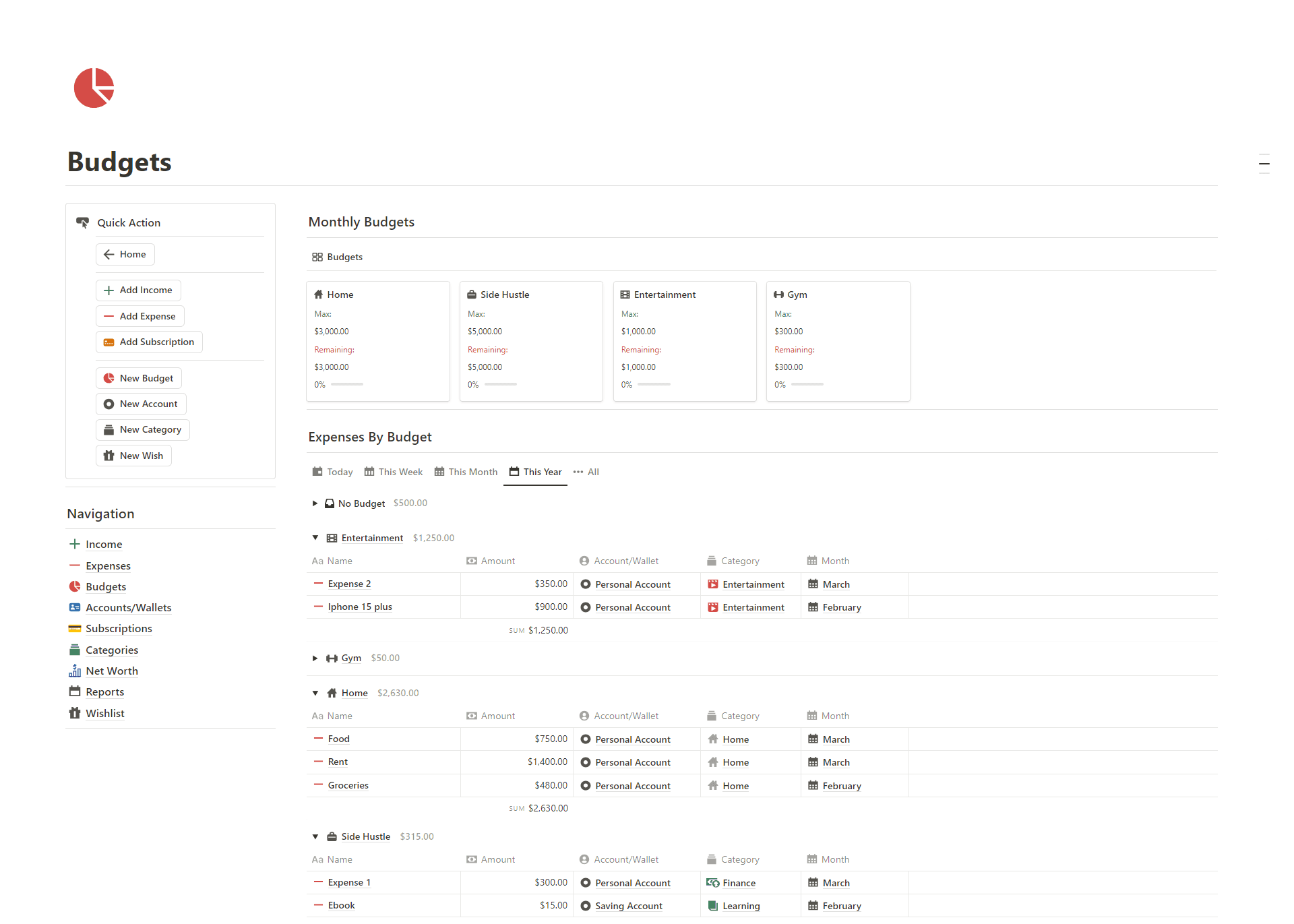 Budget Tracker - Notion Finance Tracker OS