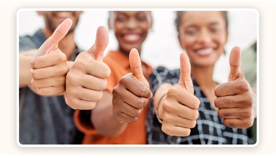customers giving a thumbs up