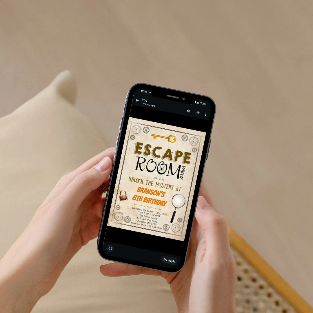 Whatsapp Invite for birthday celebrations at The Hidden Hour escape games
