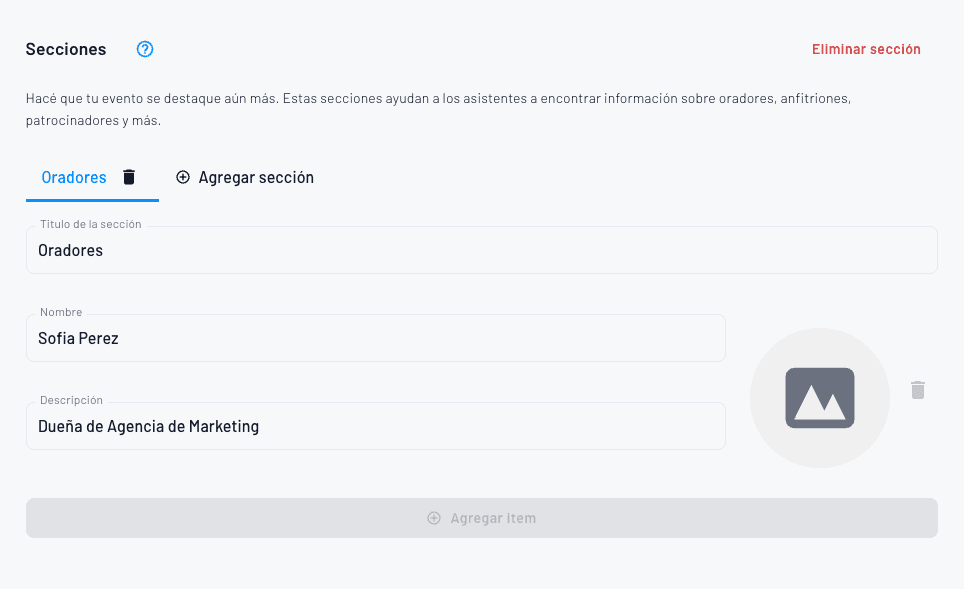 Secciones personalizadas