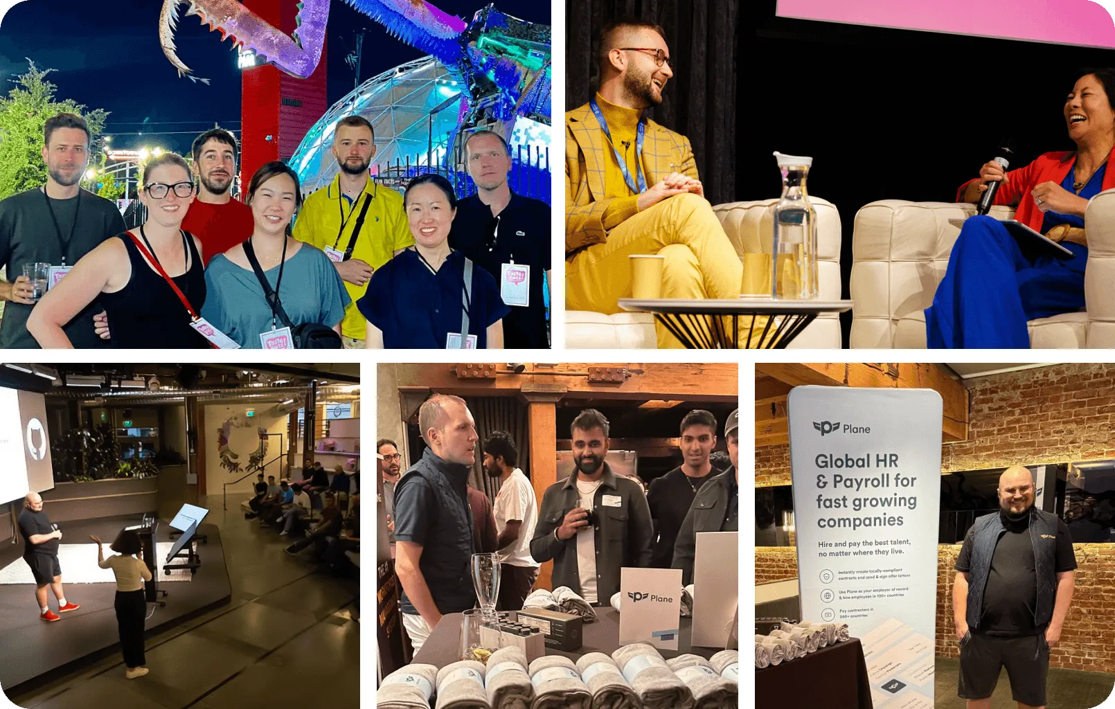 Collage of Plane team members at events in 2024.