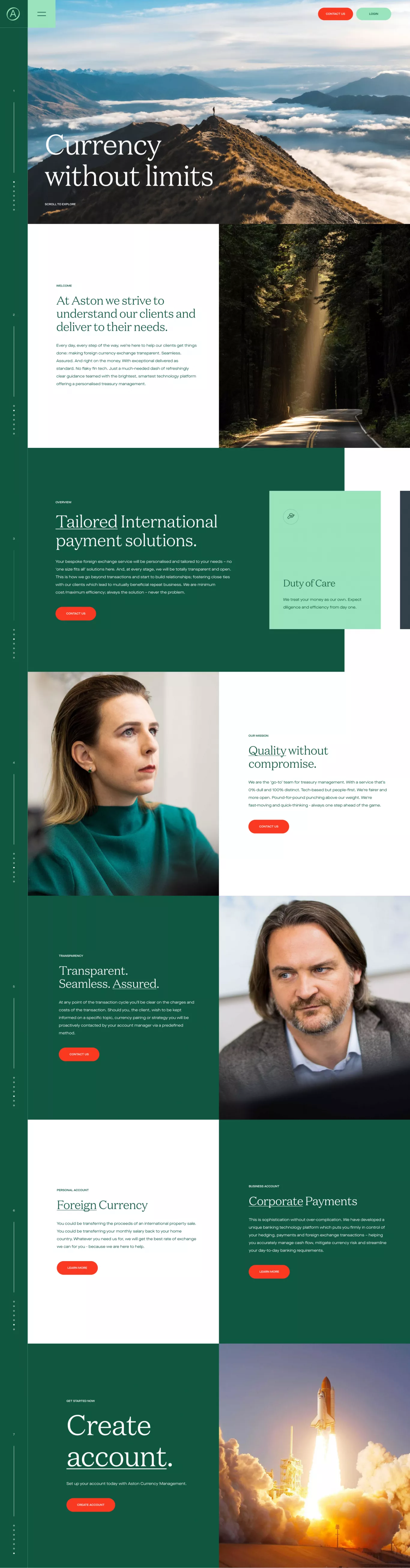 Home landing page screenshot showcasing Tech and Finance design