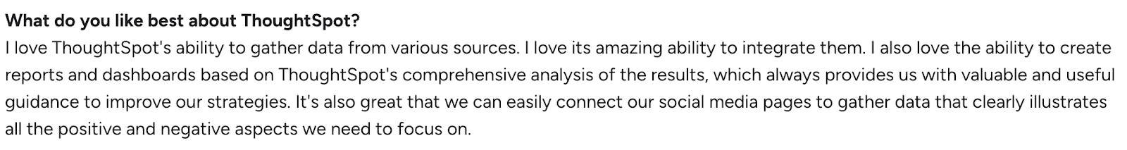 Thoughtspot review about its reports and dashboards