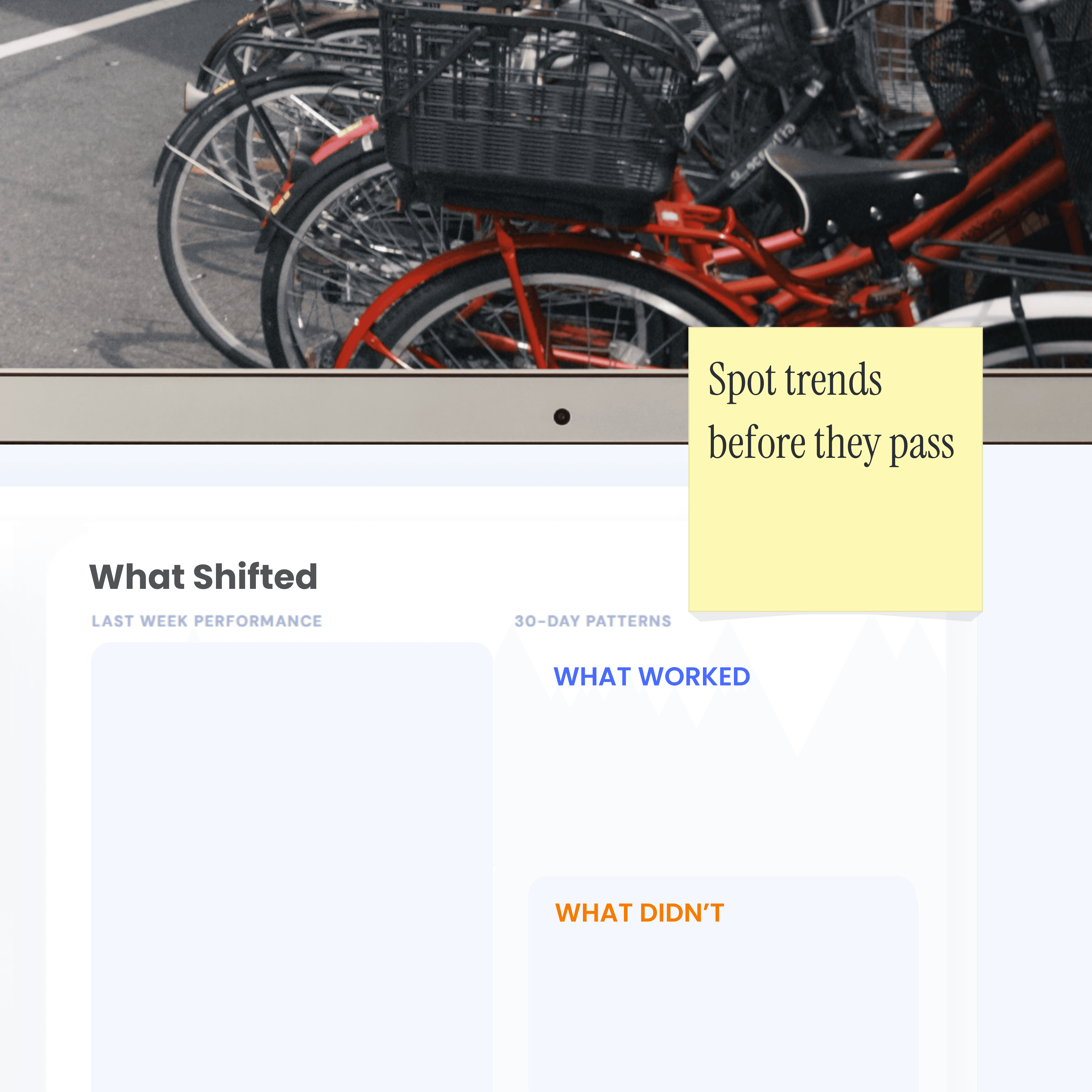 content analytics overview with next actions and trend detection