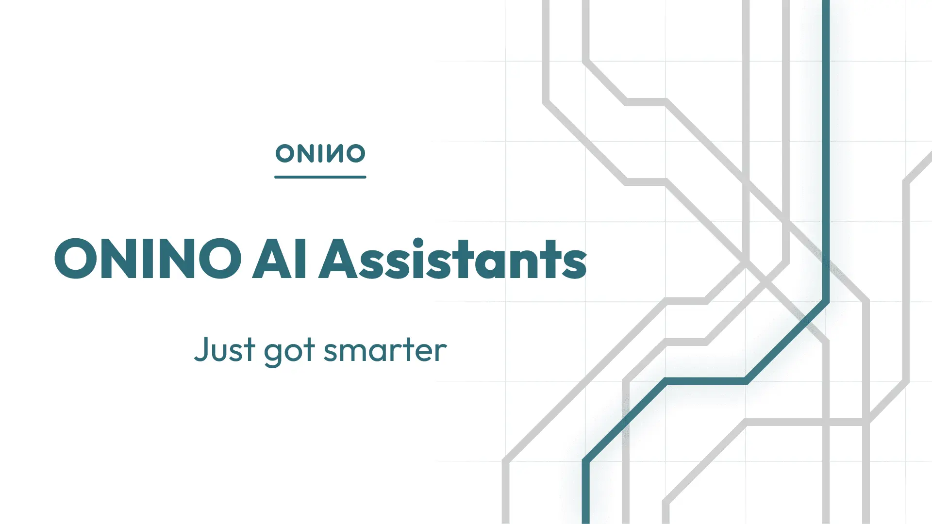 ONINO AI Assistants product update announcement with circuit line background
