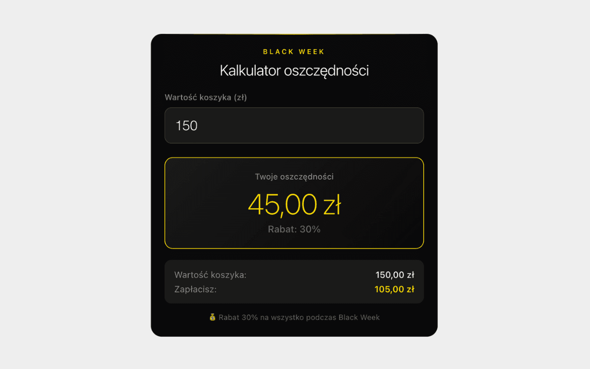 Kalkulator oszczędności Black Week