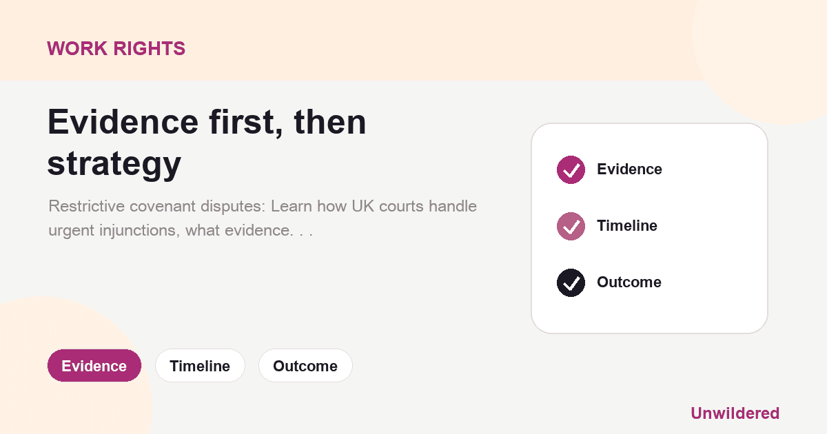 Explainer card for Challenge restrictive covenants - Employment Law England and Wales: Evidence, Timeline, Outcome.