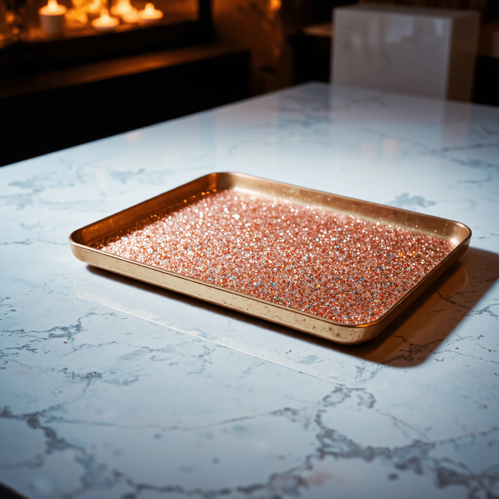 product photography of a tray of glitter