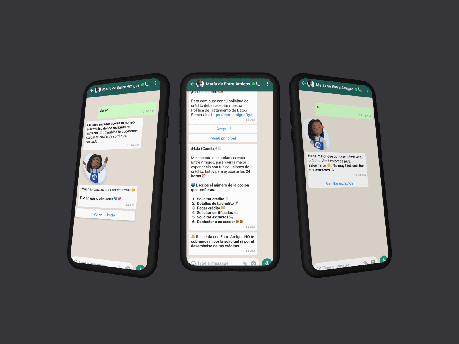 Chatbot screens