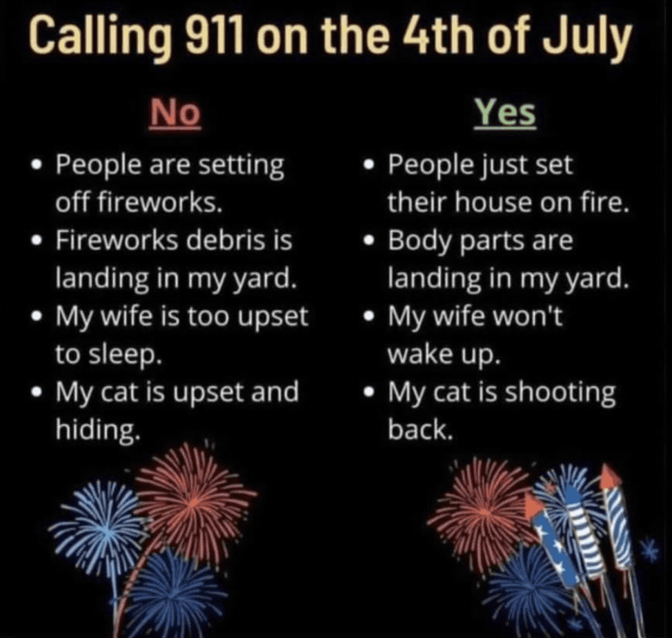 Calling 911 on the 4th of July Meme