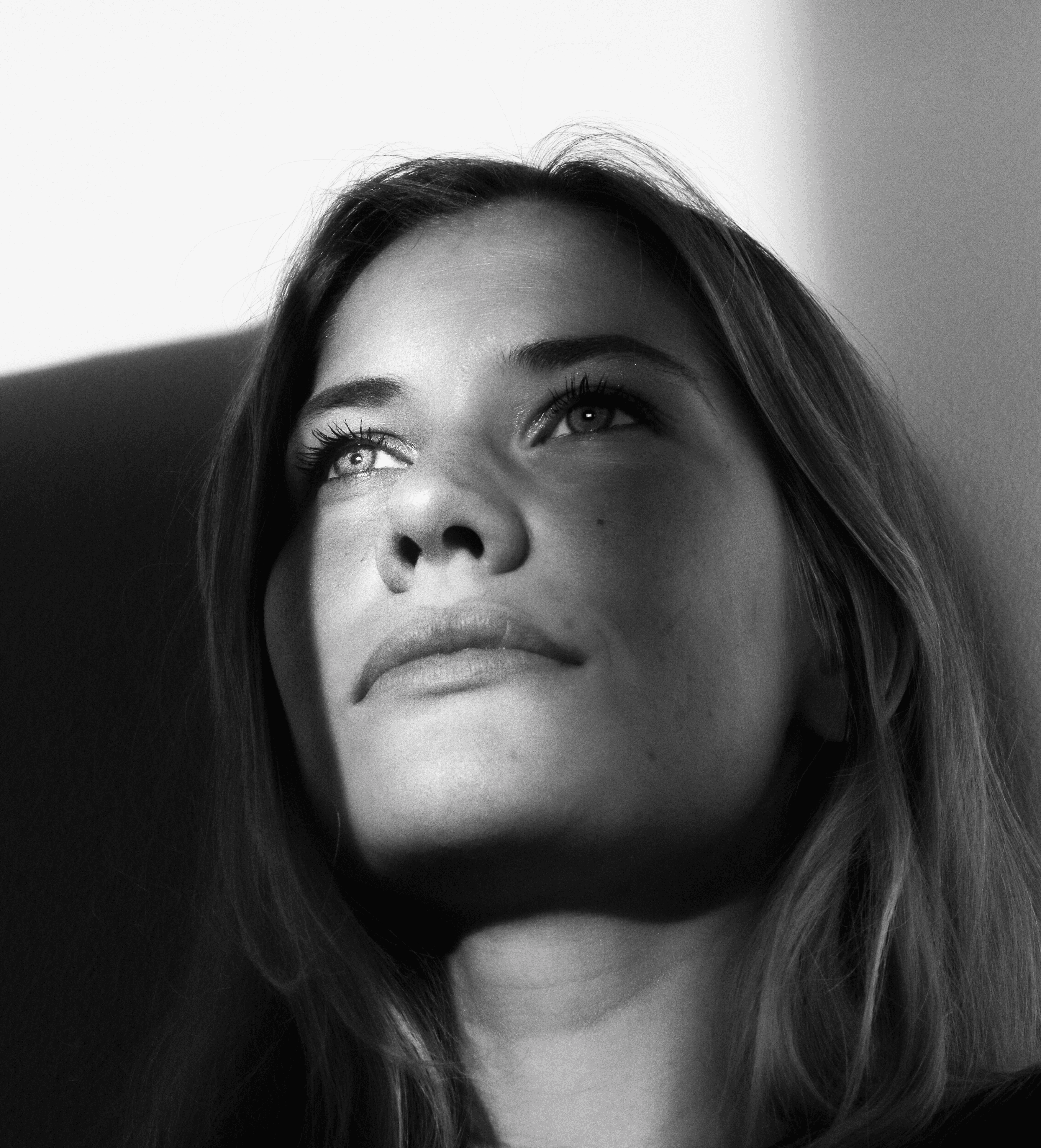 greyscale photography of woman