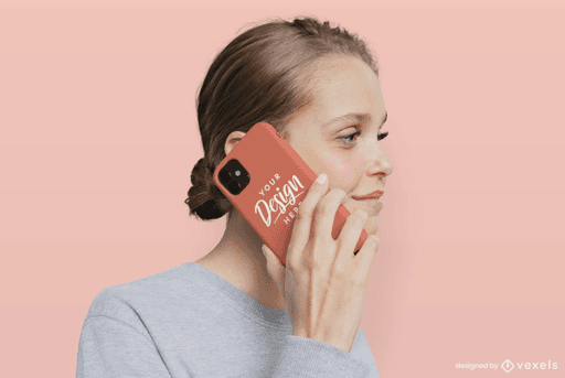 woman with phone mockup