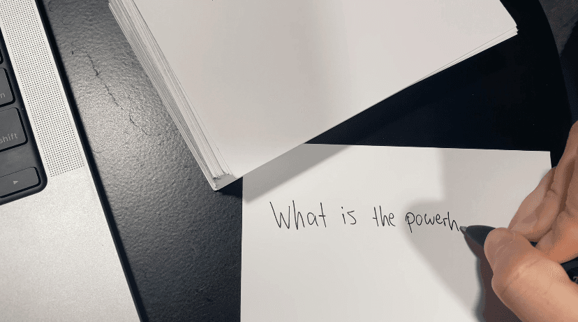 Writing out a physical flashcard