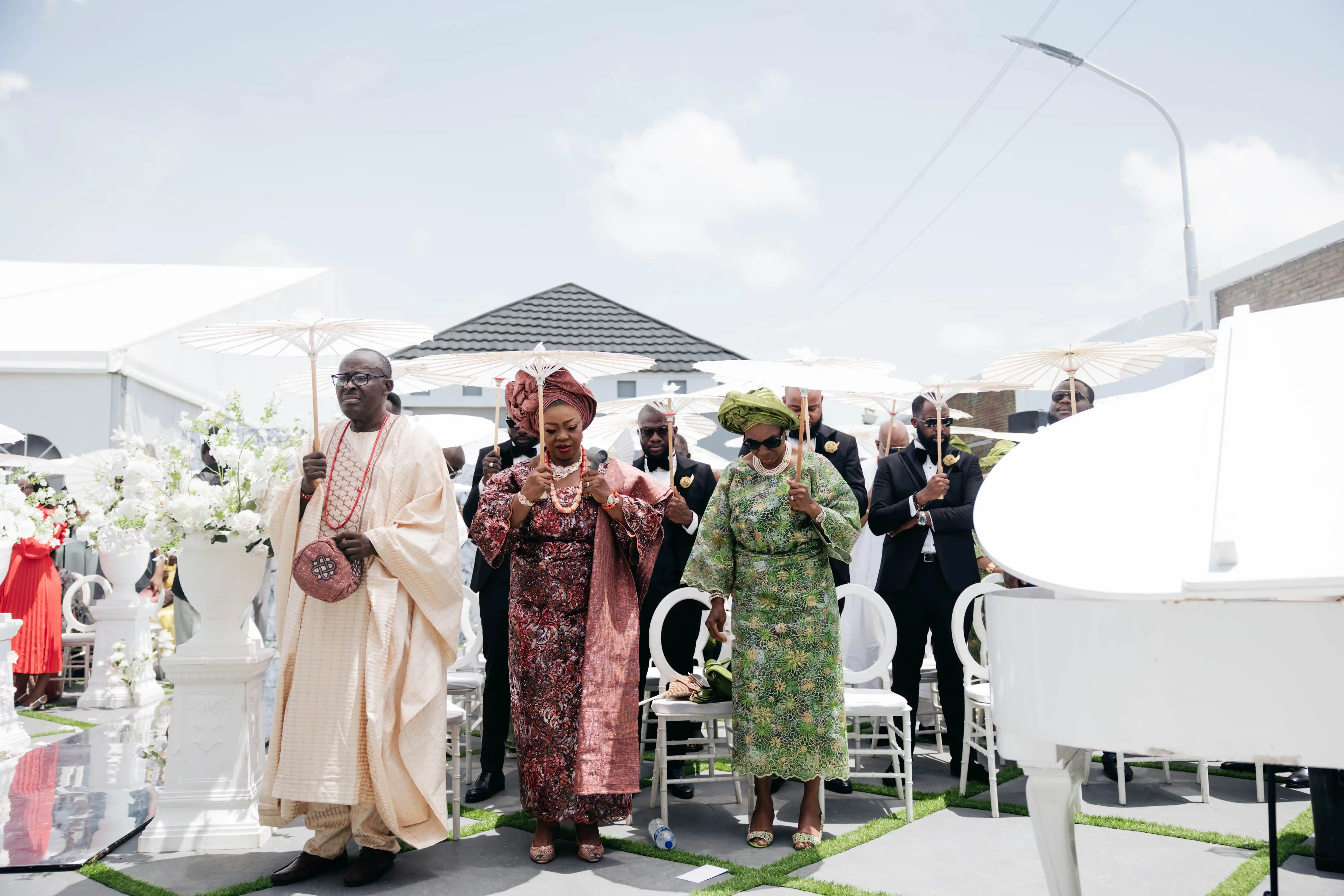 Bride and groom celebrating a luxury wedding coordinated by Victoria Brooks Events, a premium wedding planner in Nigeria.