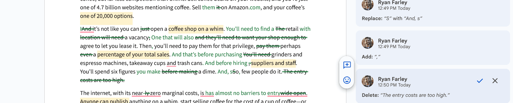 A screenshot of ad hoc edits from me that contradict the article's thesis as well as my own previous suggestions