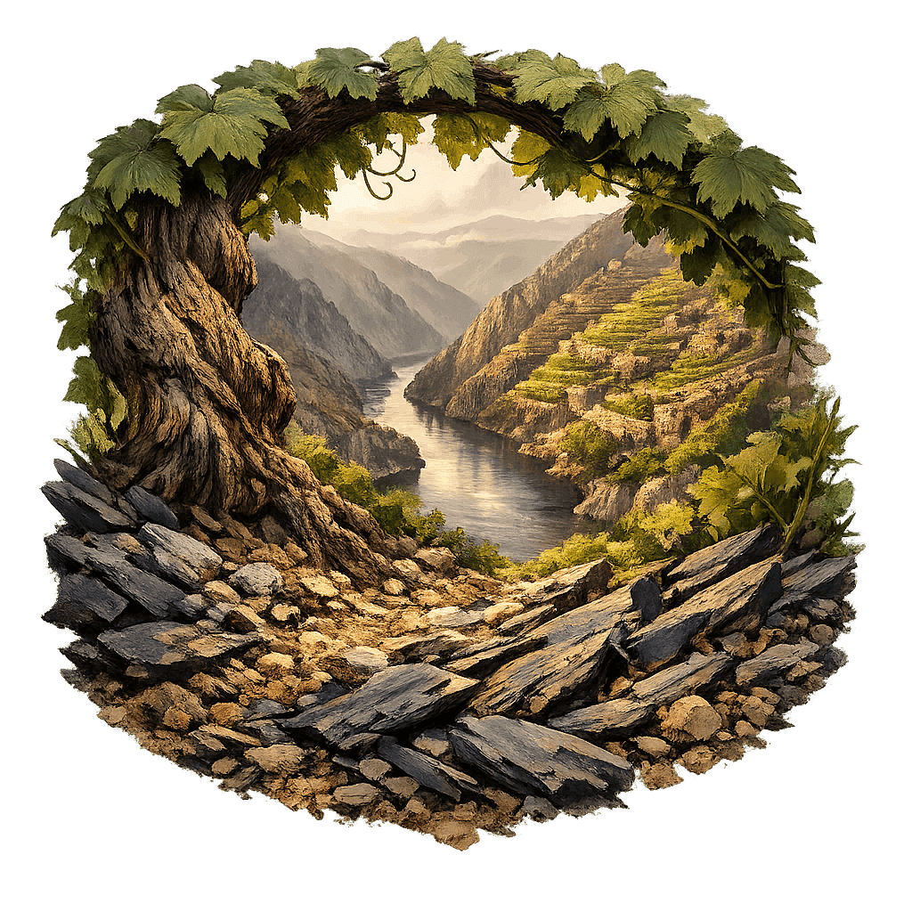 Detailed graphic of the Valdeorras wine region.