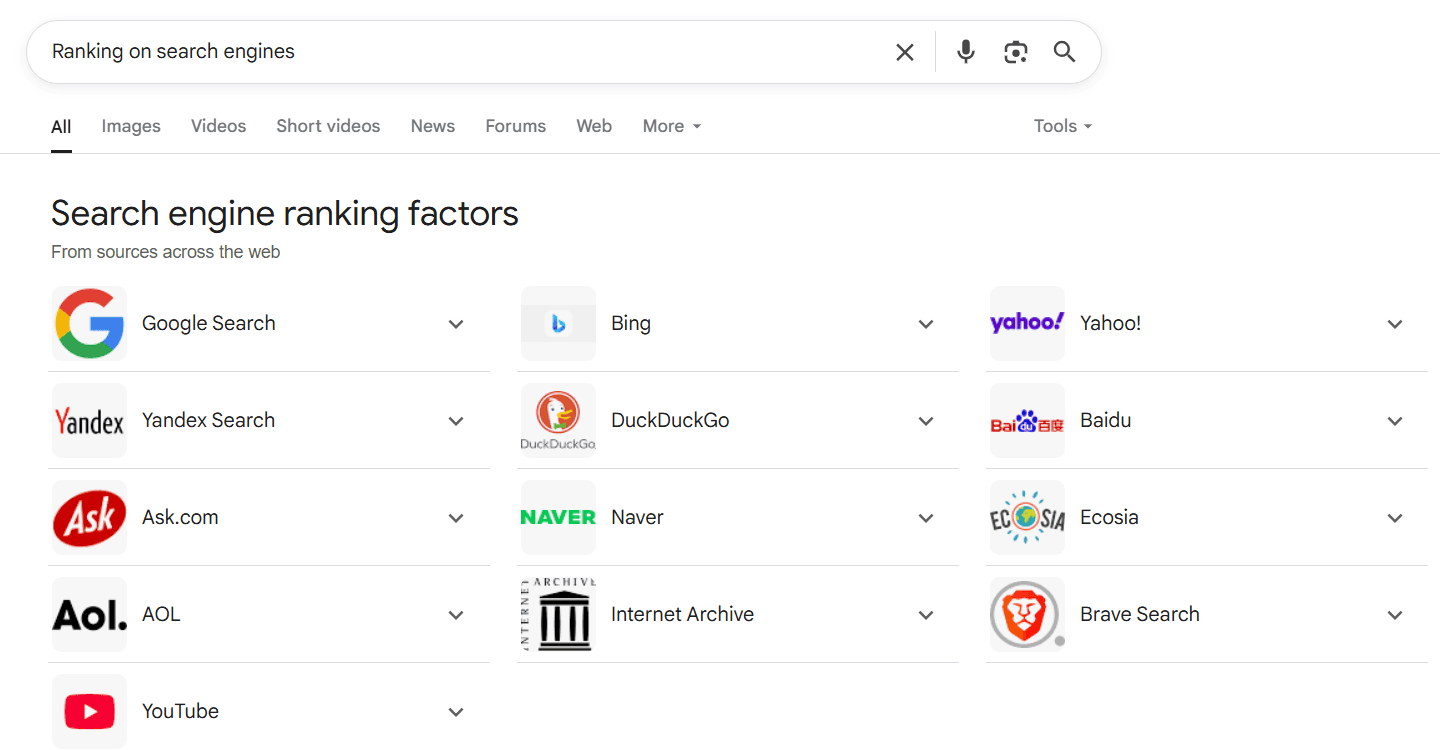 Search engines