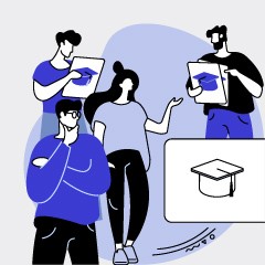 Portada de Foco Público nº1: «Una mirada al sistema de admisión a la educación superior en la región del Biobío», estudio de IdeaPaís, mostrando una ilustración de diversas personas que sostienen en sus manos papeles con un birrete de graduación dibujado.