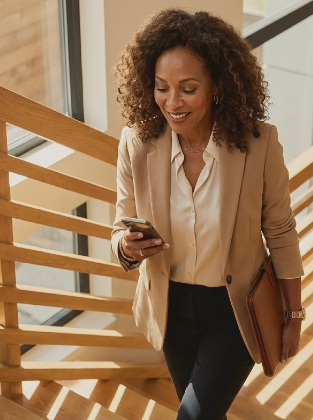 Real estate agent interacting with a mobile AI assistant for property insights and client tasks