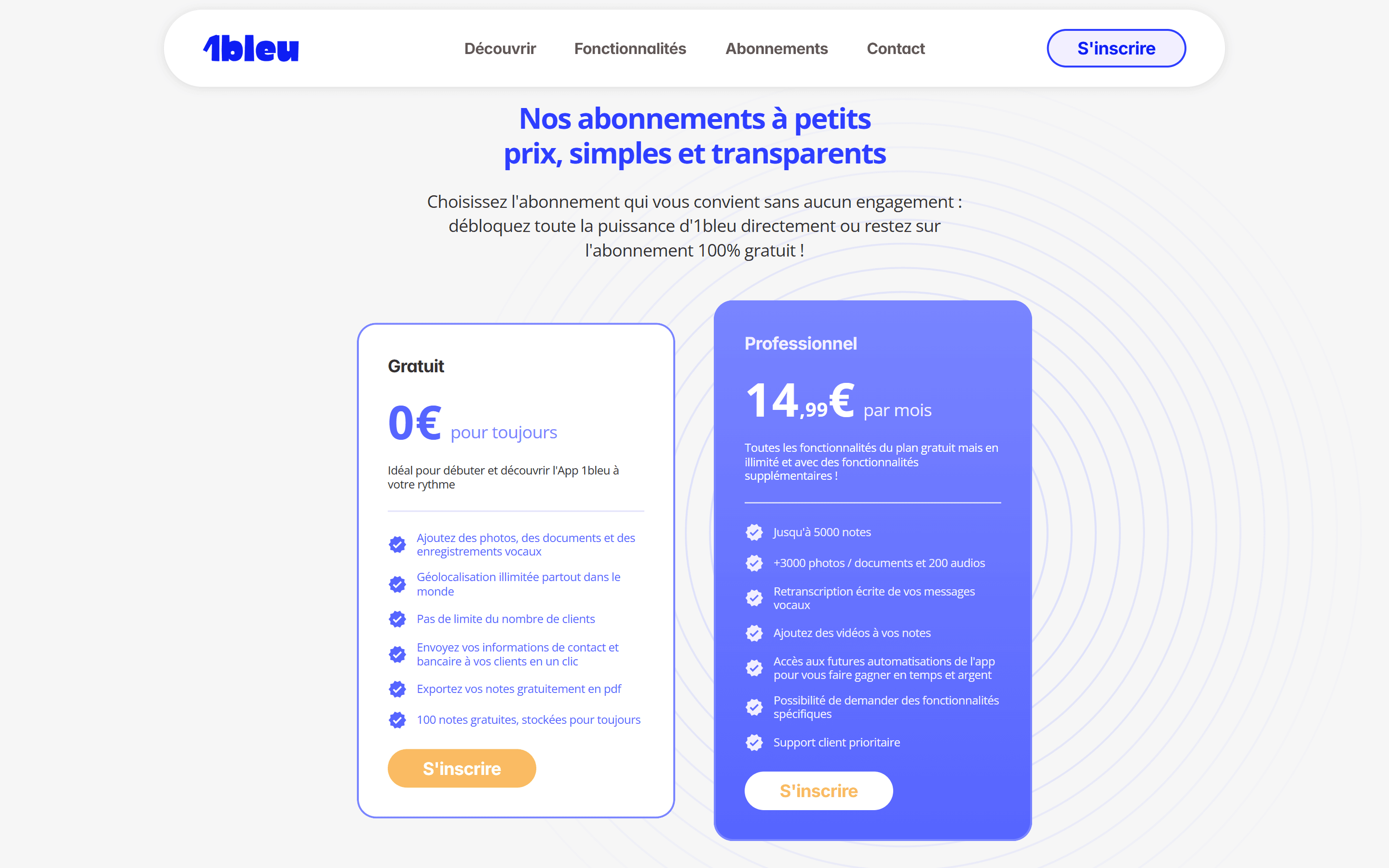 Design de la section des prix par Sans Concept