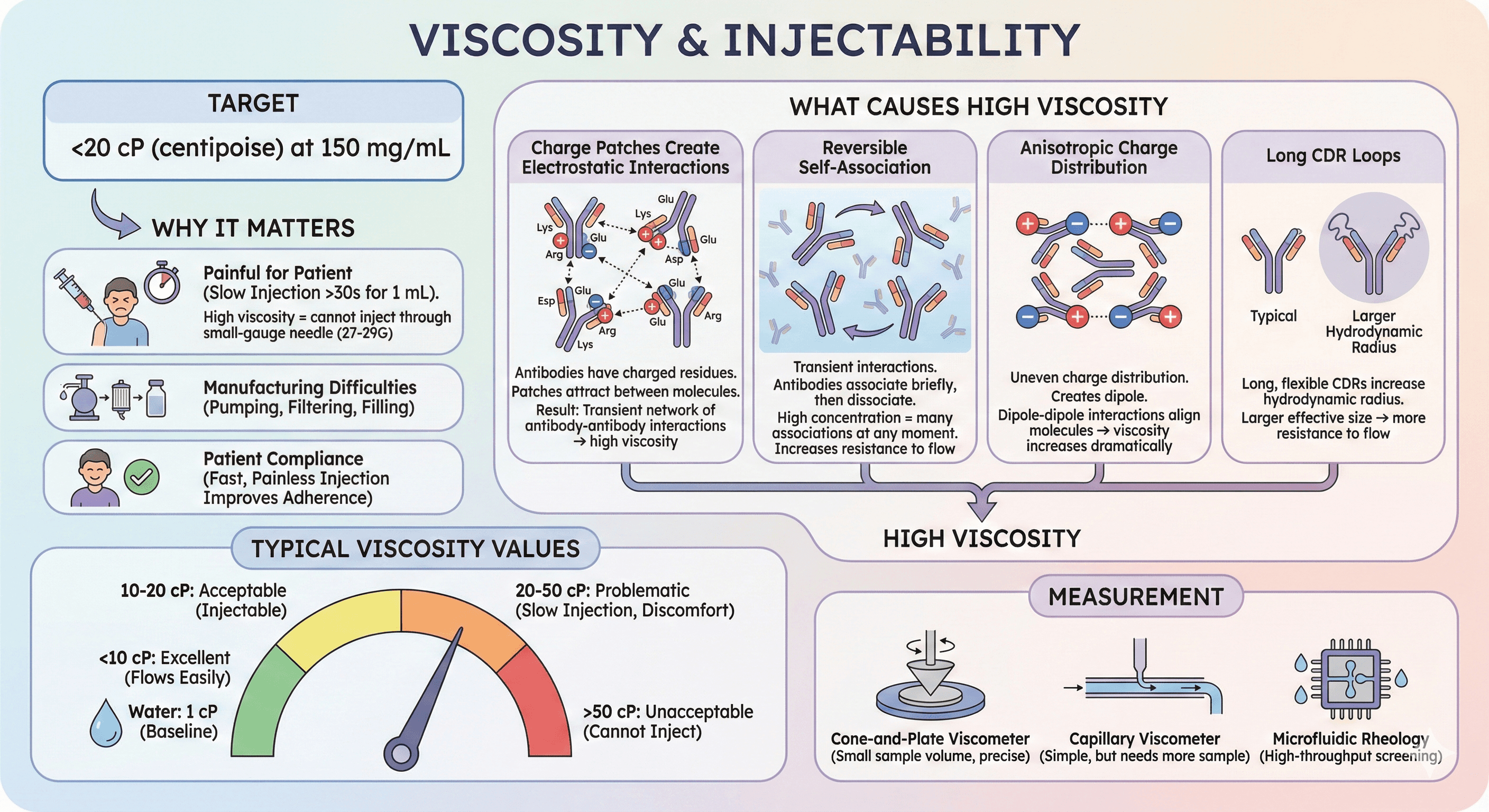 Diagram Showcasing Viscosity and Injectability for Antibodies