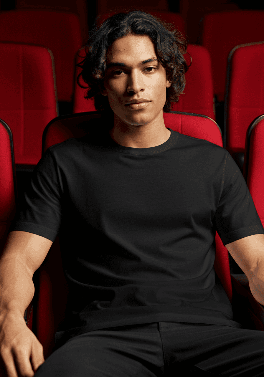 a man with glasses looking up into the sky