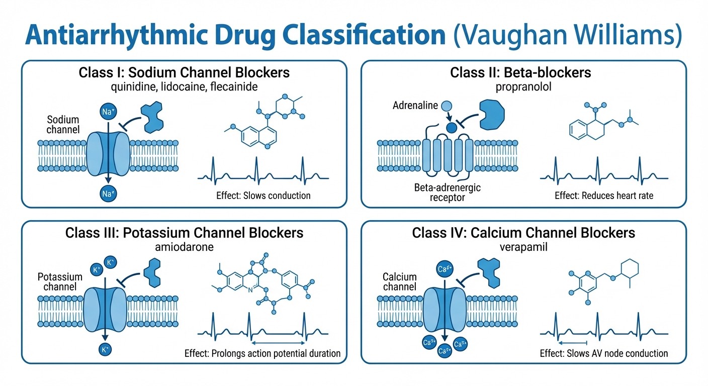 Vaughan Williams antiarrhythmic drug classification chart