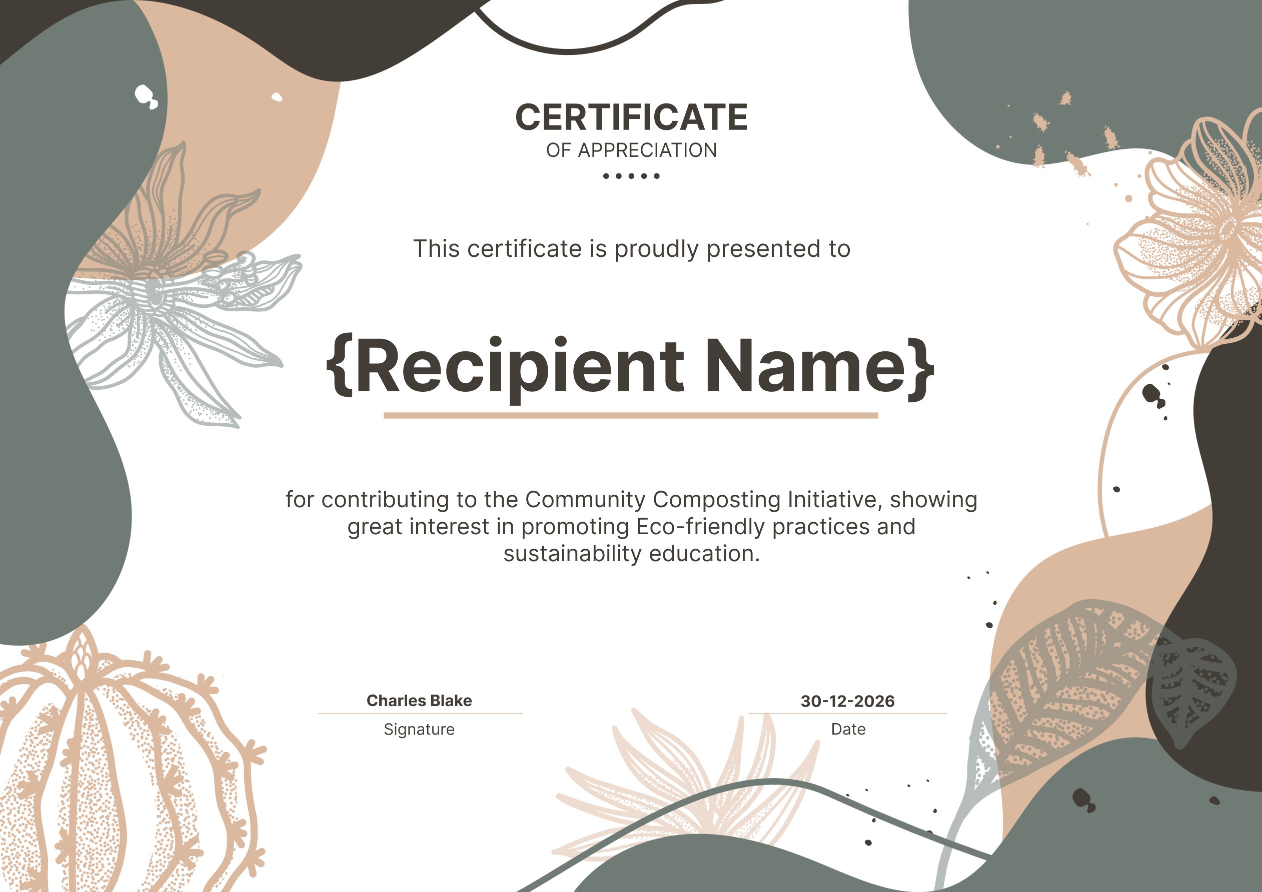 Wauld - Simple and earthy volunteer certificate template