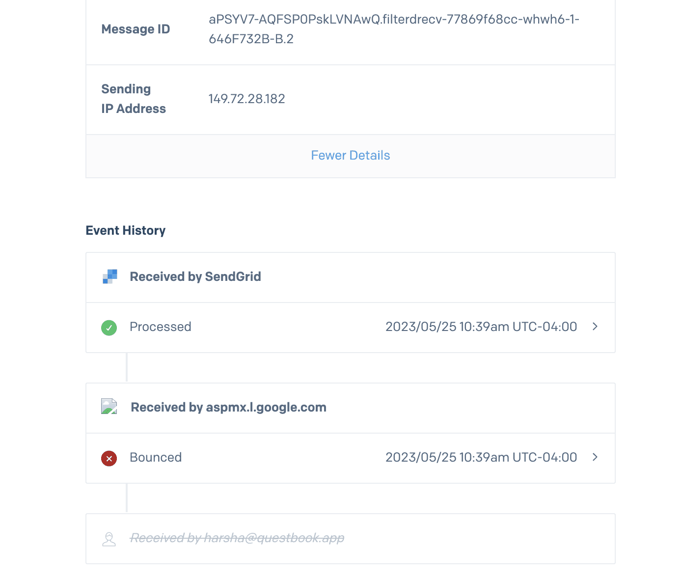 Example of monitoring on SendGrid