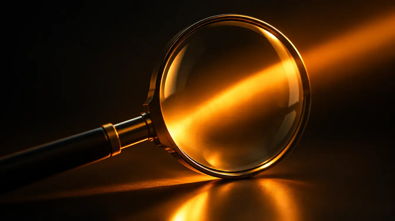 Magnifying glass with light passing through, symbolizing search visibility and SEO