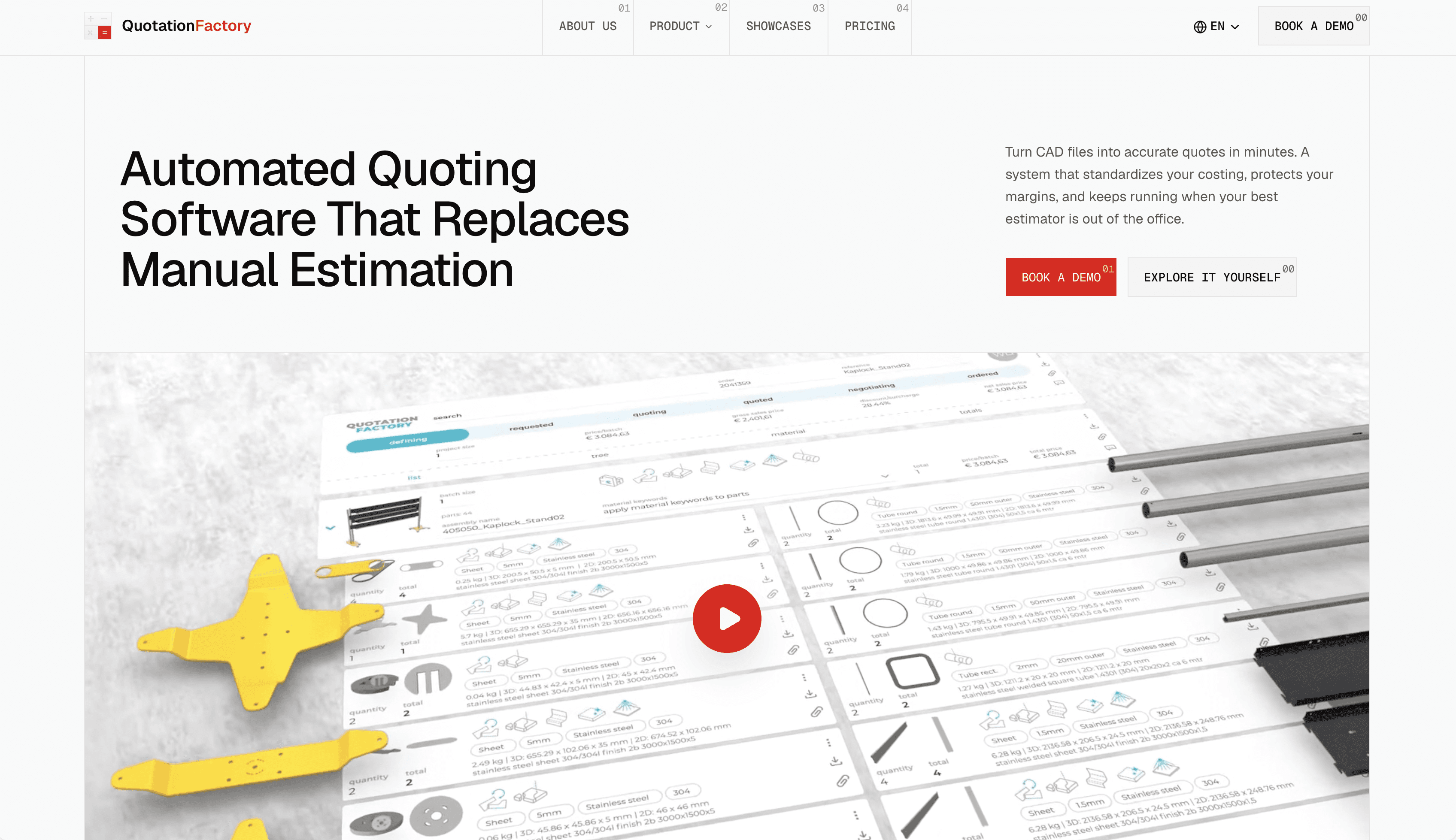 QuotationFactory website hero designed by Conversion Peak. Automated quoting software replacing manual estimation
