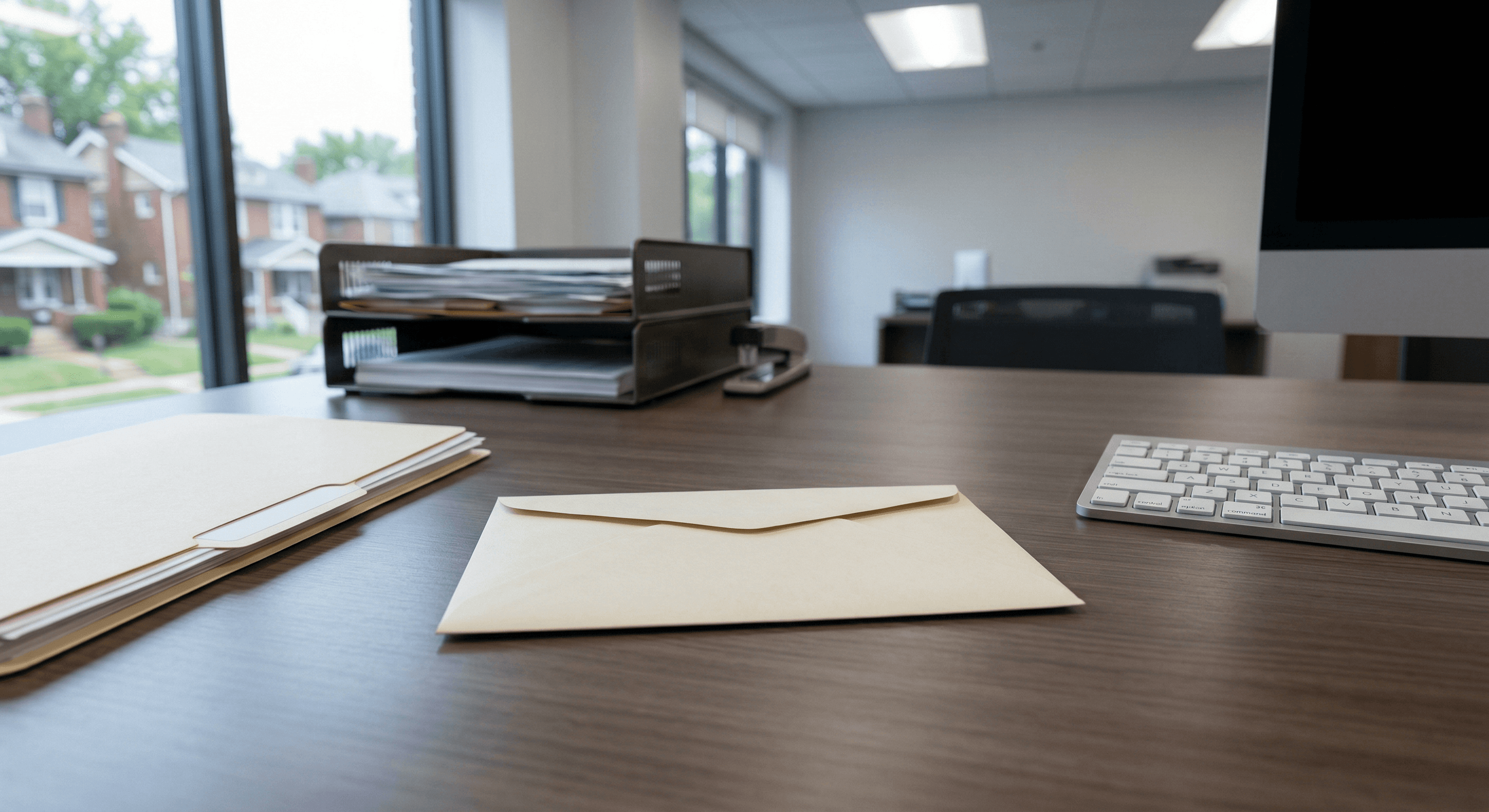 Sealed accommodation letter on a corporate office desk waiting for an employer's response to an ADA accommodation request