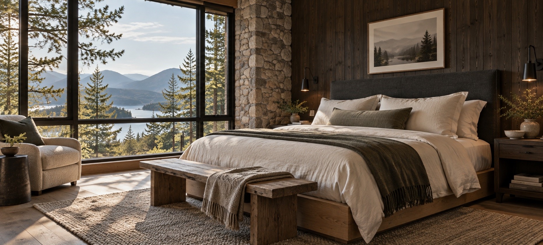 A peaceful bedroom at The Hemlock House