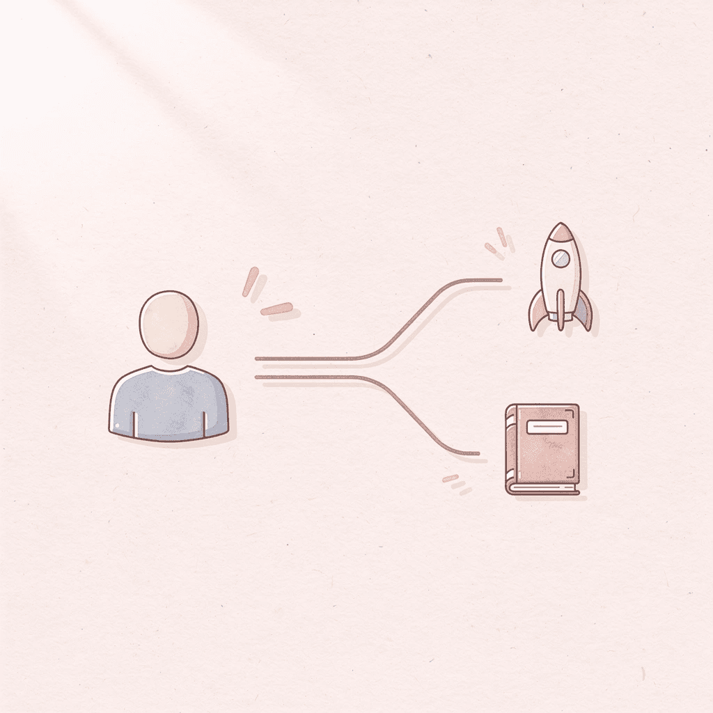  Icon showing a path splitting into two options representing ACT vs SAT choice